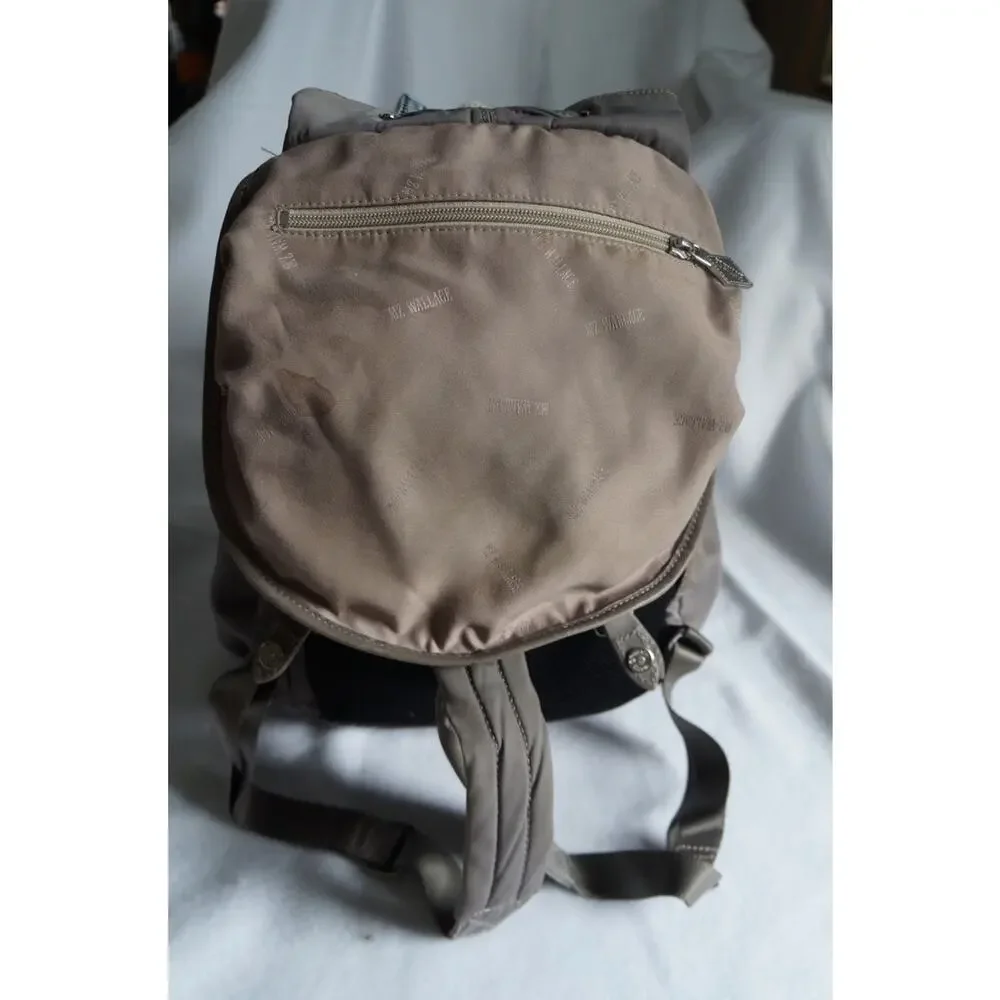 MZ WALLACE Marlena Backpack Bag Olive Green Nylon Leather Trim with silver metal